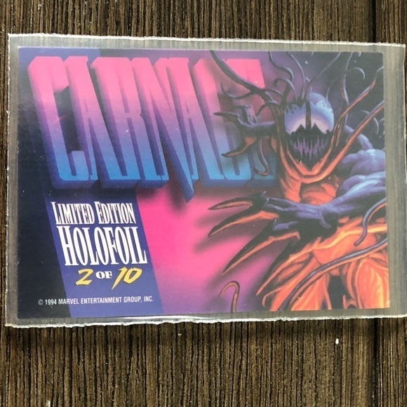 ’94 Marvel Masterpieces trading card: Limited Edition Holofoil: Carnage 2 of 10 - Picture 2 of 2
